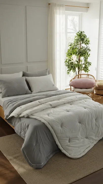 Видео нейросетью для товара демисезонный комплект Hanguk Bedding с одеялом Emil