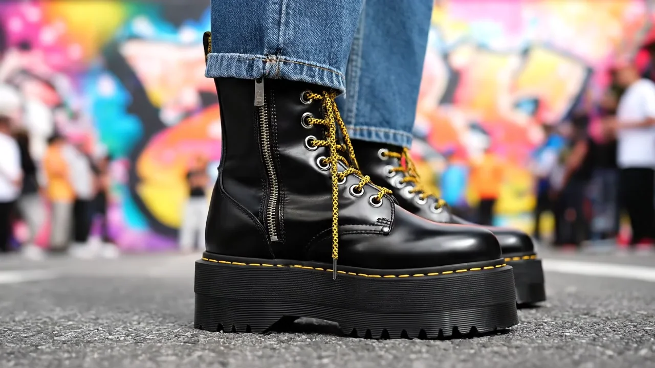 Видео нейросетью для товара ботинки Dr. Martens Jadon на платформе