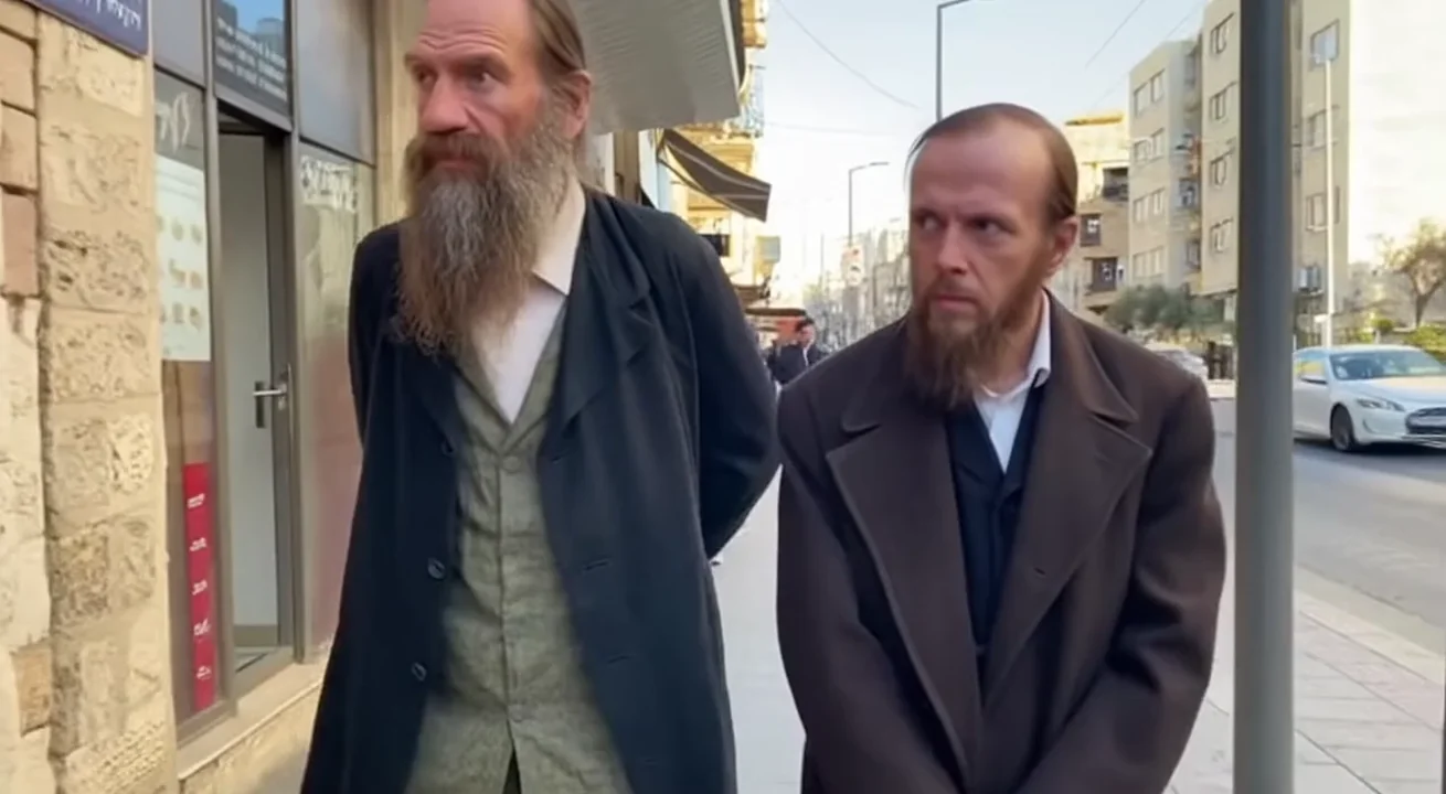 Виральное ИИ видео для соц.сетей: Толстой и Достоевский в Иерусалиме